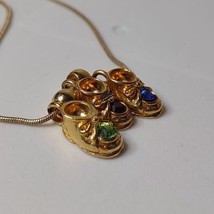 Gold Tone Shoe Pendant Necklace 23.5 Inches Long